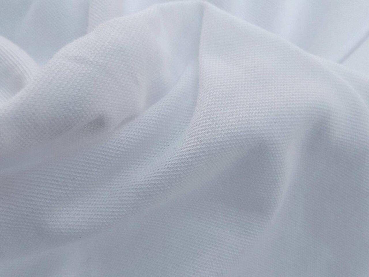 1 Yard White Combed Cotton Pique Fabric Soft Durable Knit with Subtle Texture
